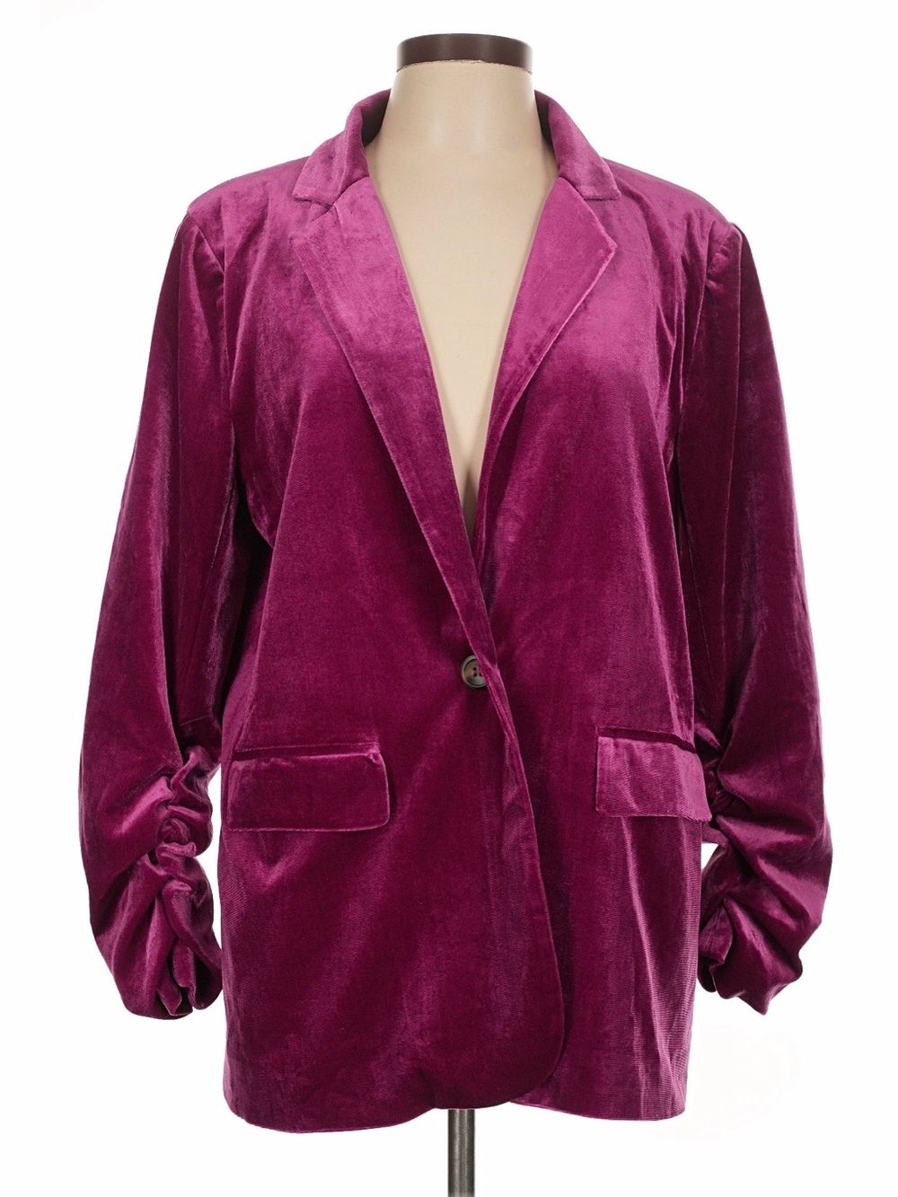 JODIFL Velvet Blazer Jacket - Deep Magenta L/XL